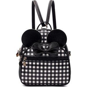 🆕 Kl928 Cute Mini Backpack Women Black Bowknot Polka Dot Small Shoulder Bag